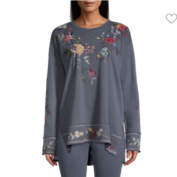 JOHNNY WAS Pina Floral-Embroidered High-Low sweater L - Picture 1 of 4